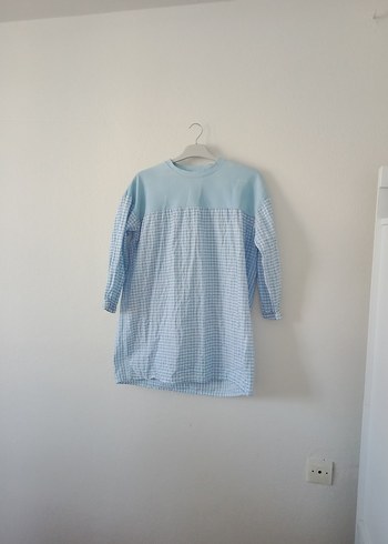 Mavi Loose Fit Midi Hamile Gömlek - Görsel 7