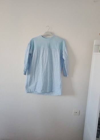 Mavi Loose Fit Midi Hamile Gömlek - Görsel 9