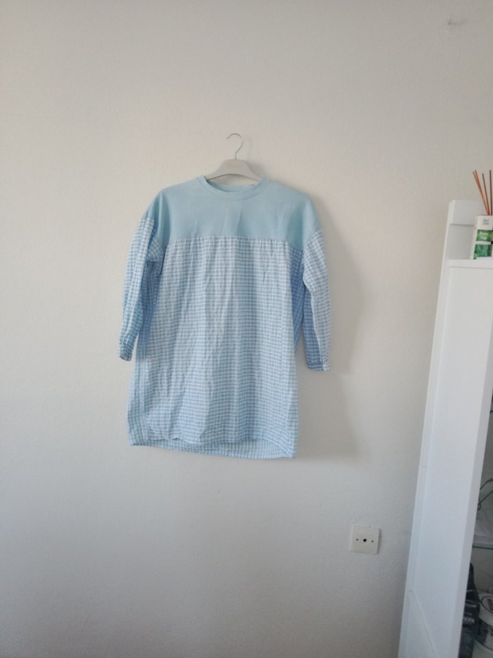 Mavi Loose Fit Midi Hamile Gömlek - Görsel 4