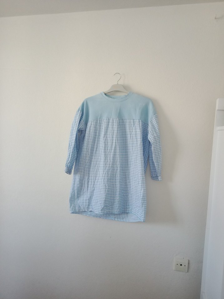 Mavi Loose Fit Midi Hamile Gömlek - Görsel 2