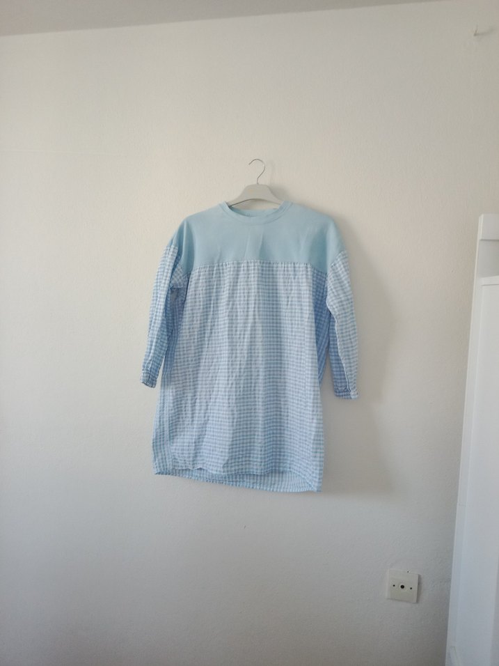 Mavi Loose Fit Midi Hamile Gömlek - Görsel 3