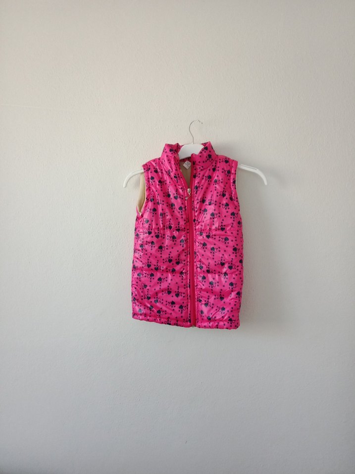 Kız Çocuk Pembe Fermuarlı Yelek - Görsel 2