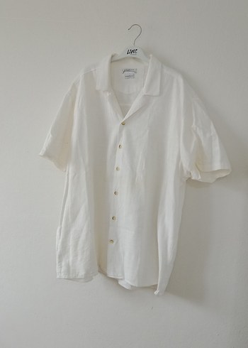 Erkek Beyaz Keten Kısa Kollu Gömlek - Görsel 16