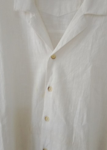 Erkek Beyaz Keten Kısa Kollu Gömlek - Görsel 12