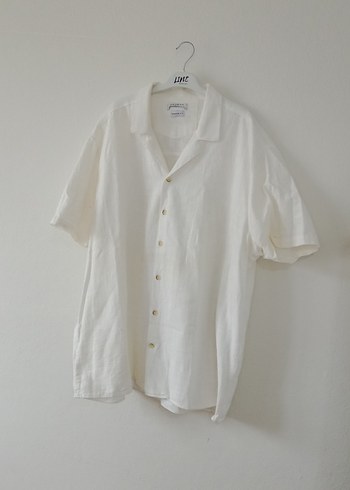 Erkek Beyaz Keten Kısa Kollu Gömlek - Görsel 17