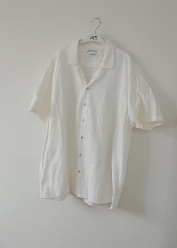 Erkek Beyaz Keten Kısa Kollu Gömlek - Görsel 15