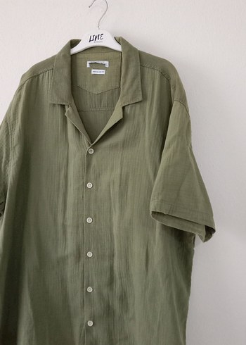 Erkek Yeşil Keten Kısa Kollu Gömlek - Görsel 8