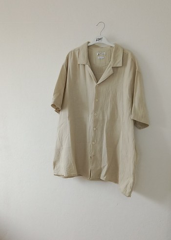 Bej Keten Kısa Kollu Erkek Gömlek - Görsel 16