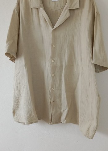 Bej Keten Kısa Kollu Erkek Gömlek - Görsel 5