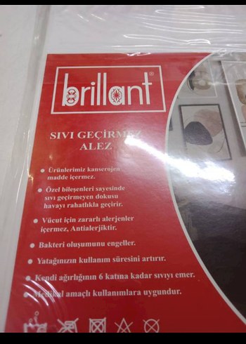 Beden beyaz Renk Brillant Beyaz Baskılı Su Geçirmez Alezi