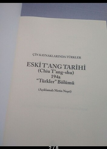 Çin Kaynaklarında Türkler: Eski T'ang Tarihi (Chiu T'ang-shu)