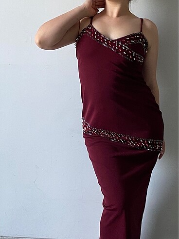 m Beden bordo Renk Bordo elbise