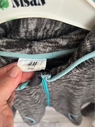 H&M H&M kapüşonlu fermuarlı sweat spor giyim gri kırçilli hırka