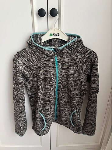 H&M kapüşonlu fermuarlı sweat spor giyim gri kırçilli hırka