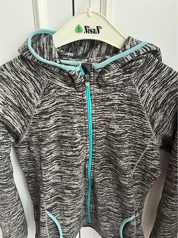 s Beden H&M kapüşonlu fermuarlı sweat spor giyim gri kırçilli hırka