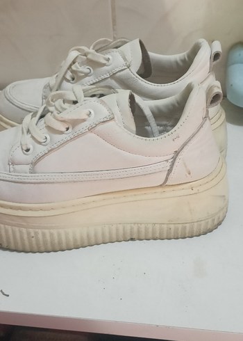 Beyaz Platform Topuklu Kadın Spor Ayakkabı - Görsel 3