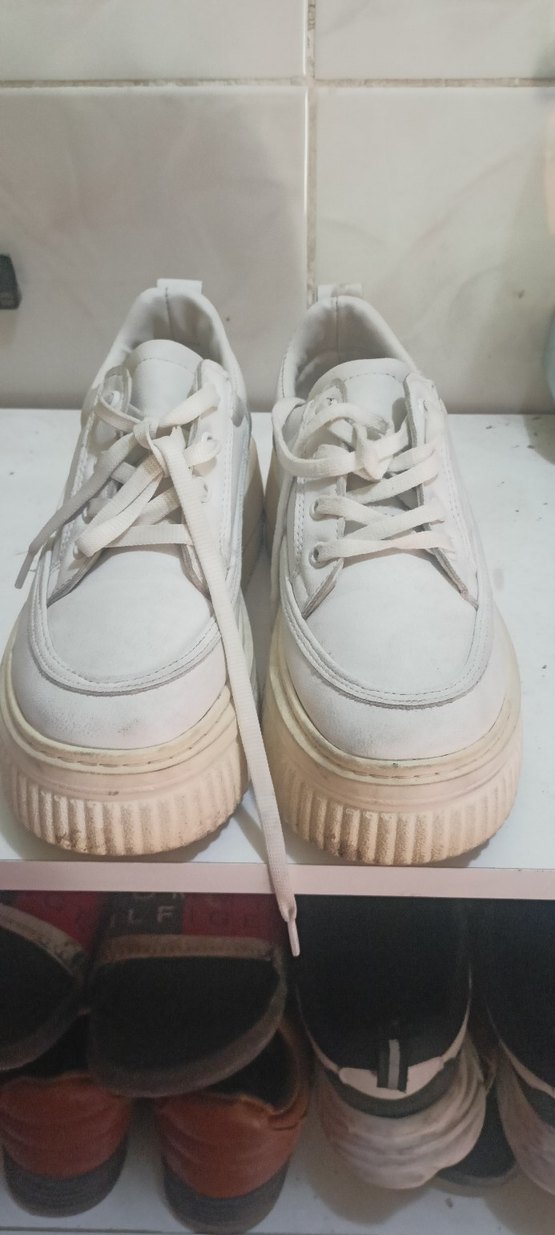 Beyaz Platform Topuklu Kadın Spor Ayakkabı - Görsel 2