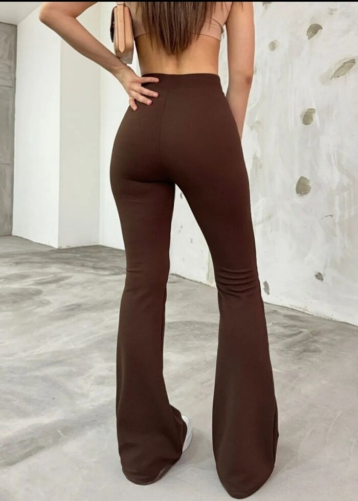 Kahverengi yüksek bel pantolon  - Görsel 3