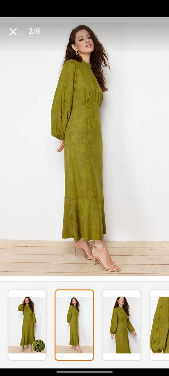 Kadın Haki Uzun Salaş Elbise - Görsel 2