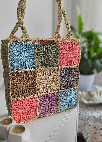 Renkli motif kağıt İp çanta