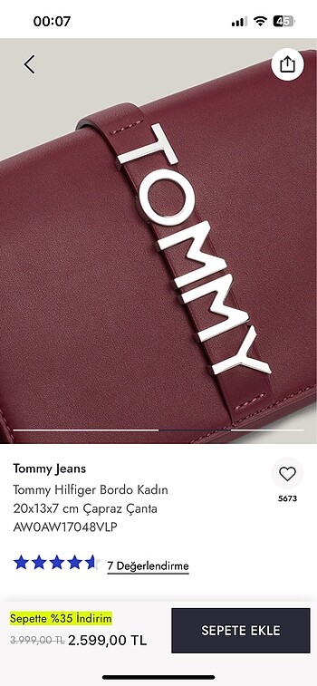 Tommy Hilfiger TOMMY orijinal çanta