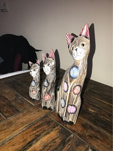 Beden El oyması ahşap kedi biblolar