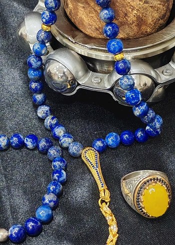 Lapis lazuli taş tespih takım - Görsel 4
