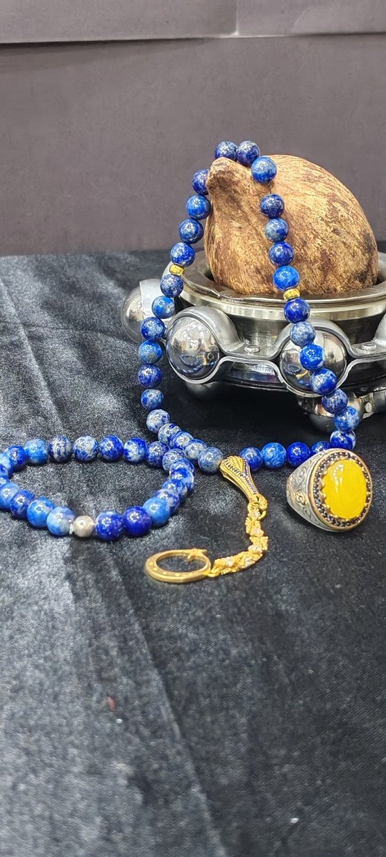 Lapis lazuli taş tespih takım - Görsel 3