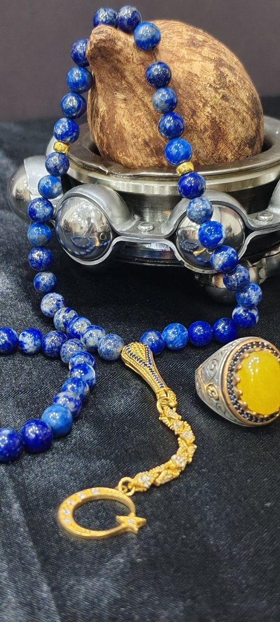 Lapis lazuli taş tespih takım - Görsel 2