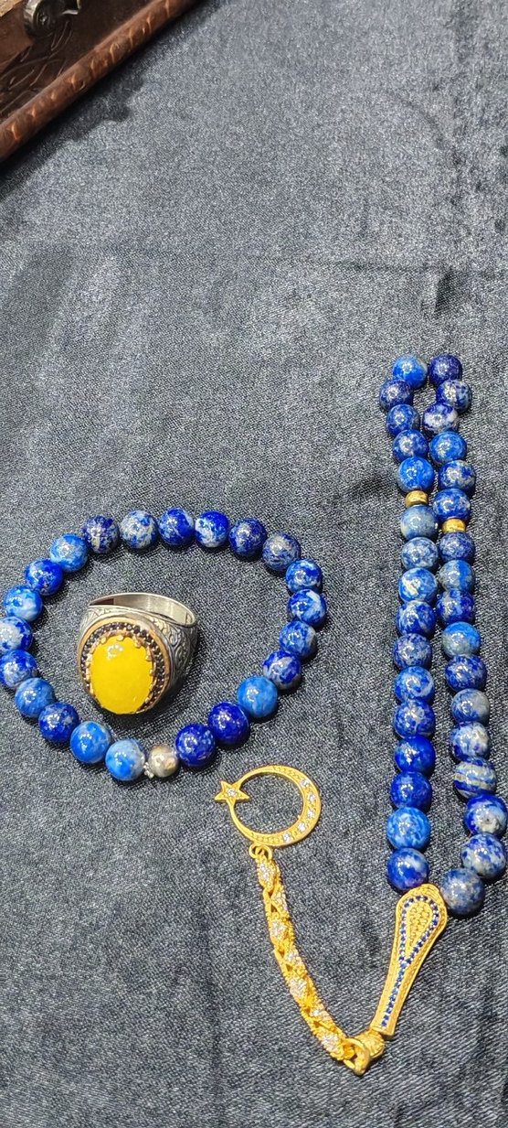 Lapis lazuli taş tespih takım - Görsel 5