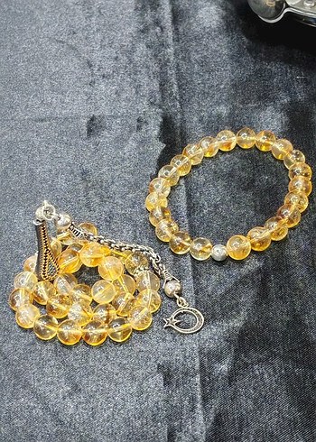 Sitrin taşı tespih ve bileklik takım - Görsel 3