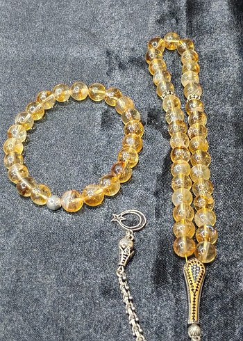 Sitrin taşı tespih ve bileklik takım - Görsel 4