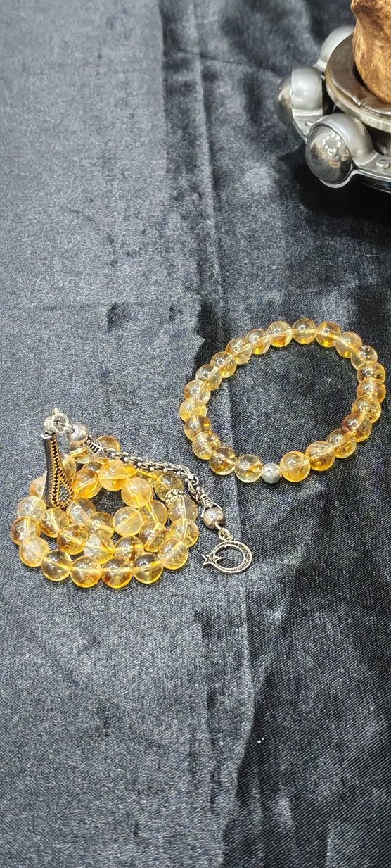 Sitrin taşı tespih ve bileklik takım - Görsel 3