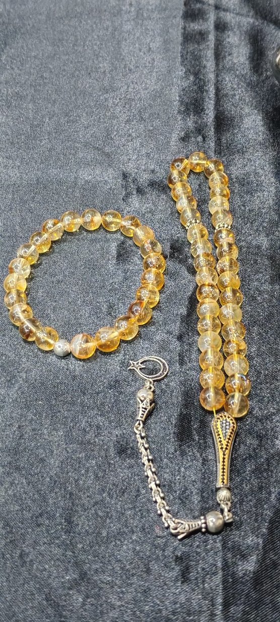 Sitrin taşı tespih ve bileklik takım - Görsel 4