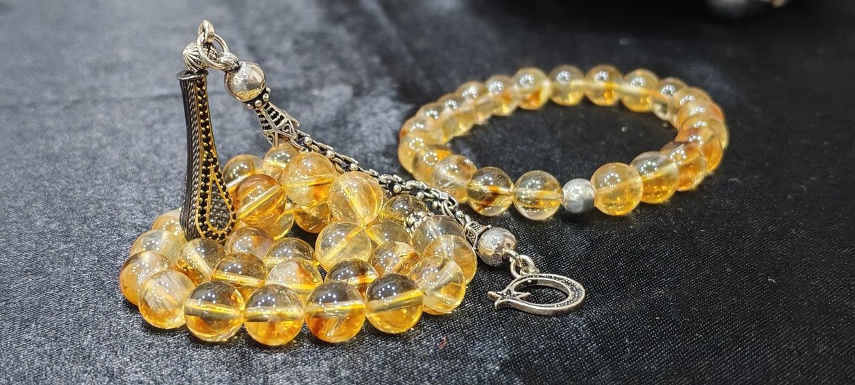 Sitrin taşı tespih ve bileklik takım - Görsel 2