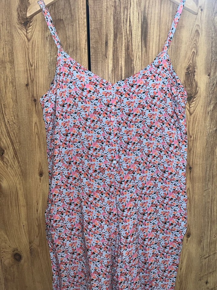 Pembe V Yakalı Midi Kadın Tulum - Görsel 5