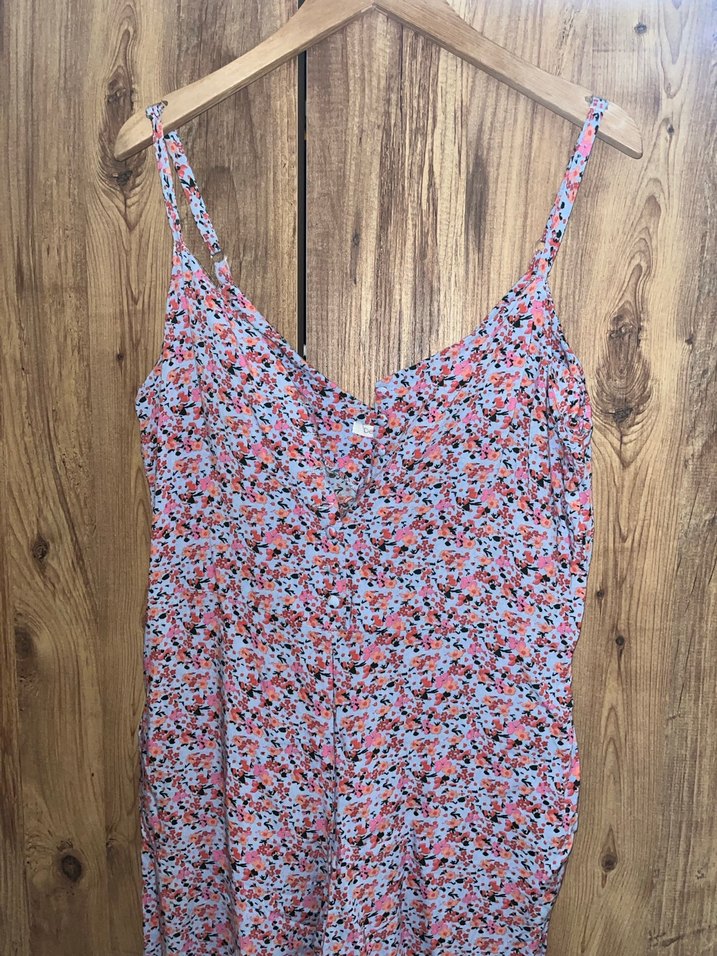 Pembe V Yakalı Midi Kadın Tulum - Görsel 3