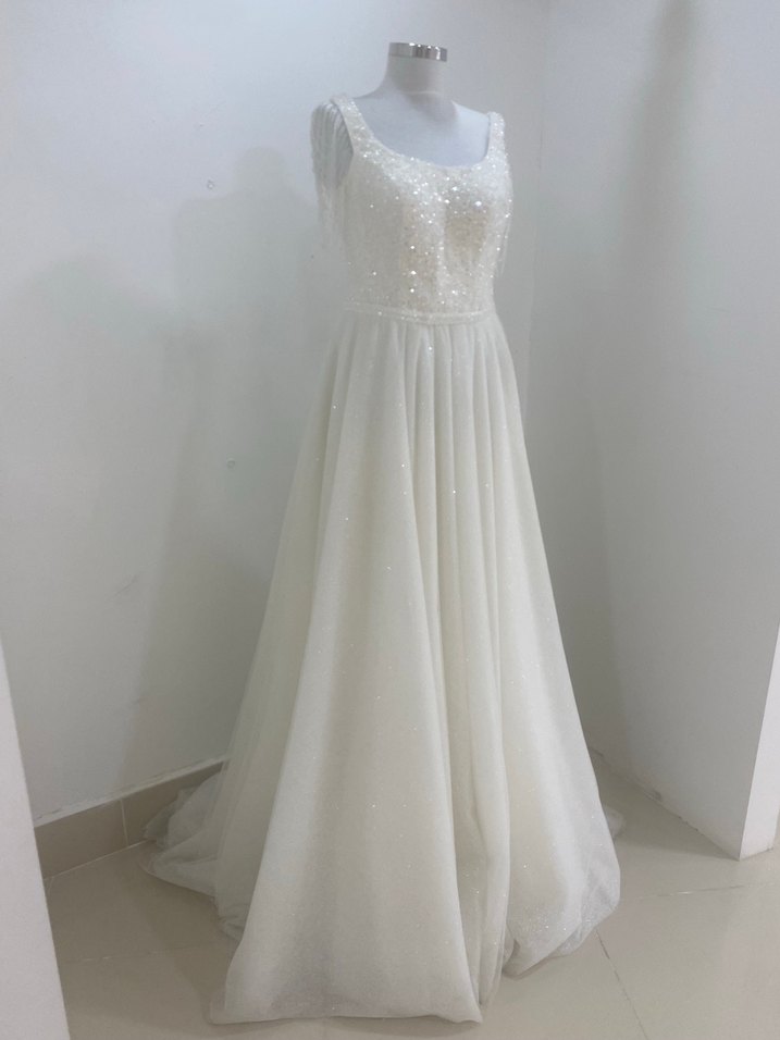 Işıltılı A Kesim Uzun Gelinlik - Görsel 3