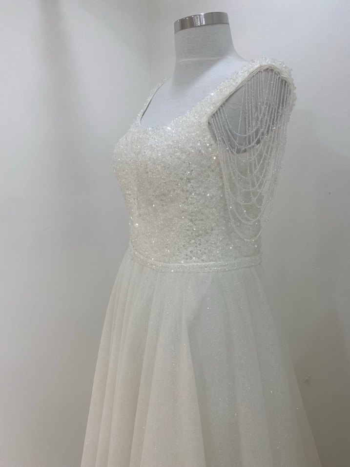 Işıltılı A Kesim Uzun Gelinlik - Görsel 2