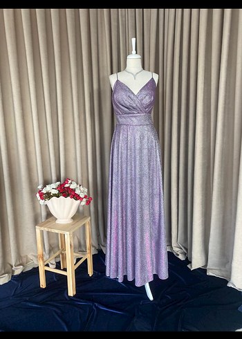 Uzun Mor Drapeli Abiye Elbise - Görsel 2