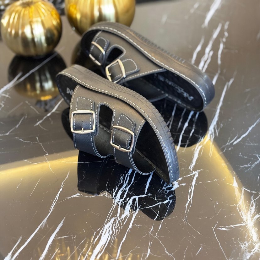 Klasik Siyah Erkek Terlikler Tokalı - Görsel 4