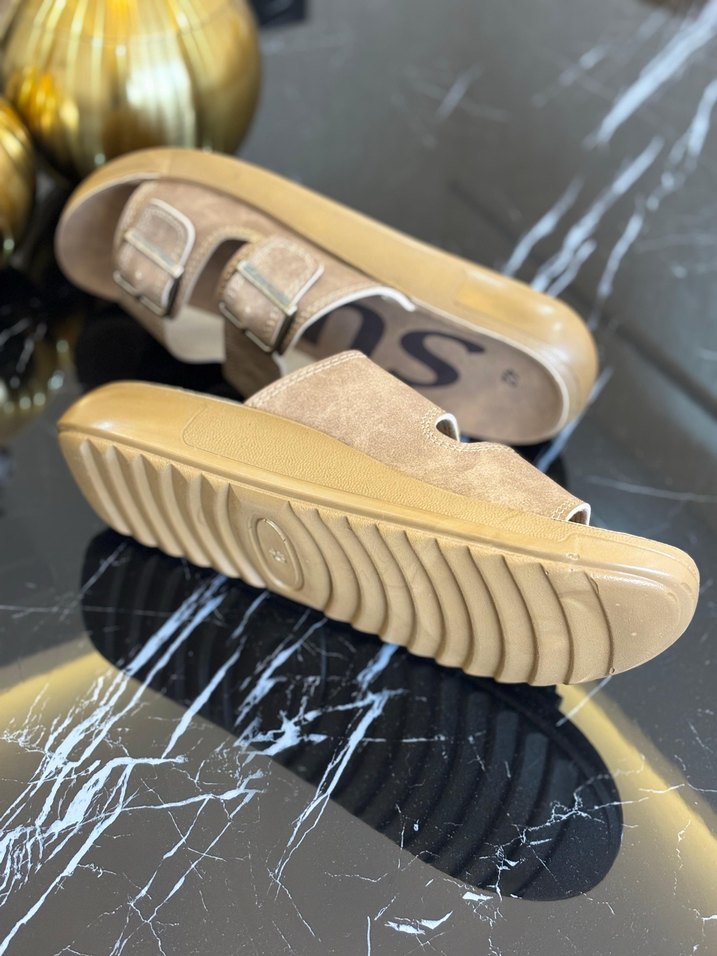 Bej Tokalı 2 Li Set Erkek Çift Toka Terlik(İstediğin 2 Numara sö - Görsel 4
