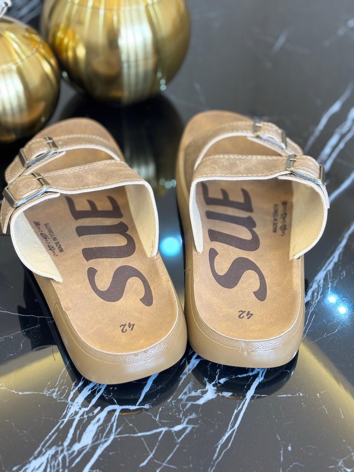 Bej Tokalı Erkek Çift Toka Terlik - Görsel 3