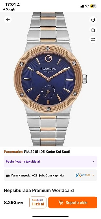 Versace modeli Pacomarine saat