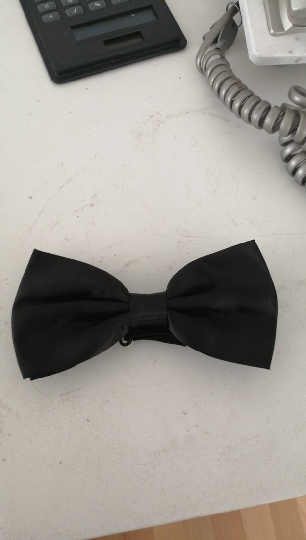 Düz Siyah Erkek Papyon - Görsel 2