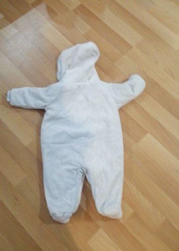 Kapüşonlu Beyaz Bebek Tulumu mavı - Görsel 5