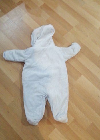 Kapüşonlu Beyaz Bebek Tulumu mavı - Görsel 6