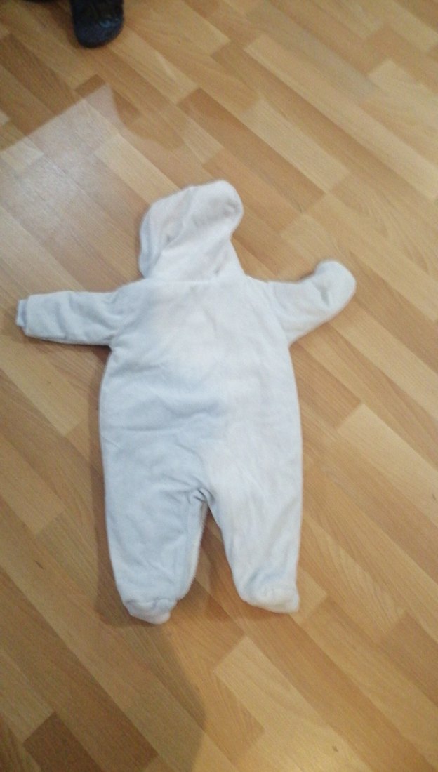 Kapüşonlu Beyaz Bebek Tulumu mavı - Görsel 5