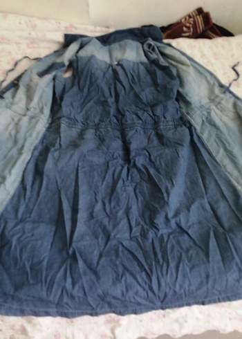 Düğmeli Kot Hamile Midi Elbise - Görsel 7