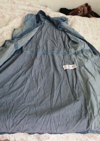 Düğmeli Kot Hamile Midi Elbise - Görsel 5